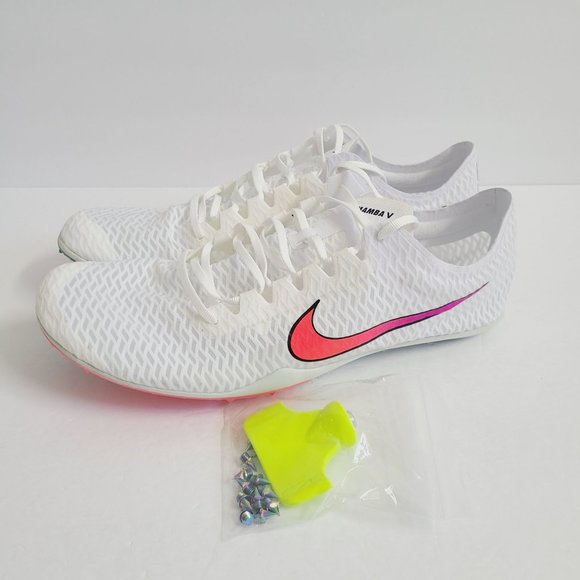 NEW Nike Zoom Mamba 5 Track Shoes WITH SPIKES AJ1697-100 Size 13 White